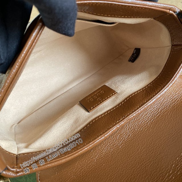 Gucci新款原廠皮女包 古馳GG Marmont系列手袋 Gucci棕色斜紋絎縫皮革手提包 583571  ydg3160